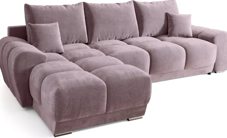 Ecksofa NUBES L-Form mit Schlaffunktion, Eckcouch mit Bettkasten Samtstoff
