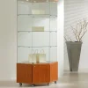 Eckvitrine Glas Vitrine SV mit Unterschrank abschließbar stehend kirschbaum