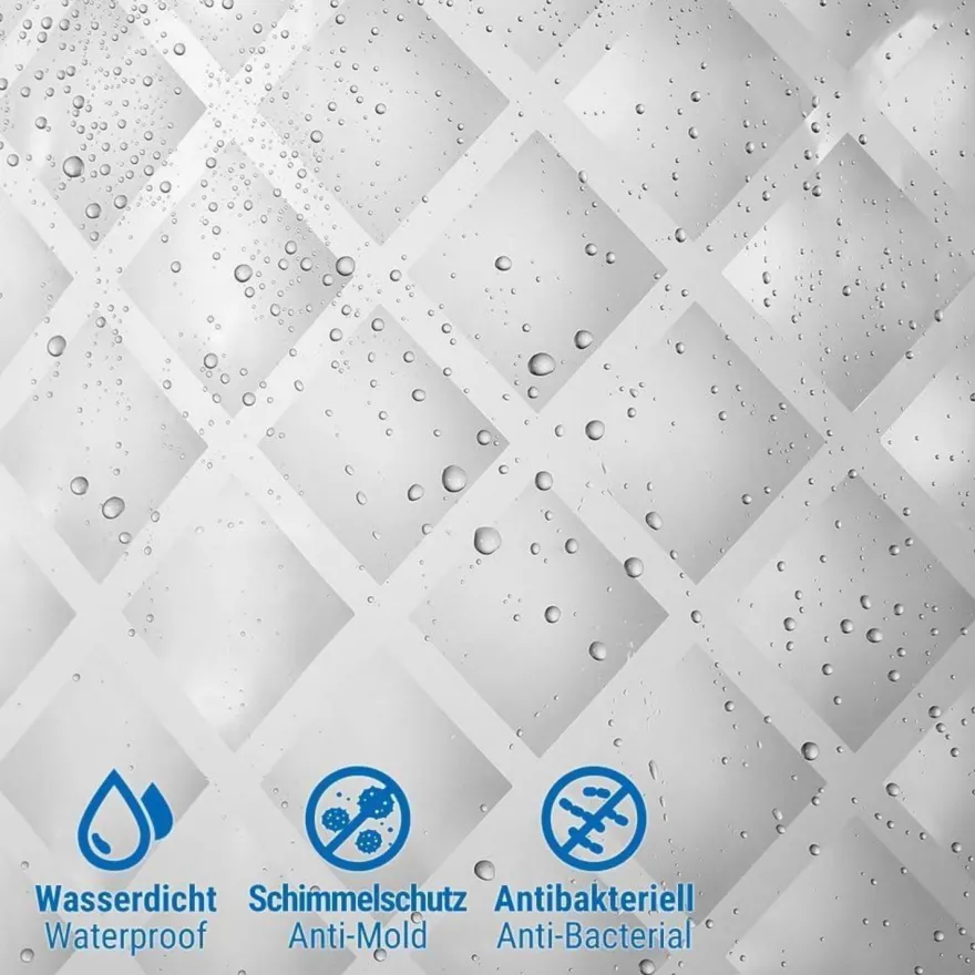 Ecooe 3D Rhombus Transparenter Duschvorhang 240x200cm Anti-Schimmel Eva-Material