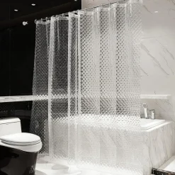 Ecooe 3D Rhombus Transparenter Duschvorhang 240x200cm Anti-Schimmel Eva-Material