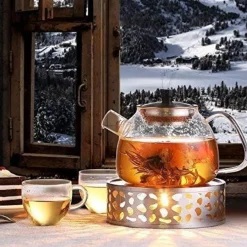 Edelstahl Stövchen Teewärmer Kaffeewärmer mit Teelichthalter-Silber