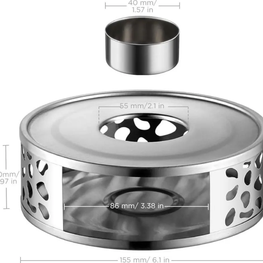 Edelstahl Stövchen Teewärmer Kaffeewärmer mit Teelichthalter-Silber