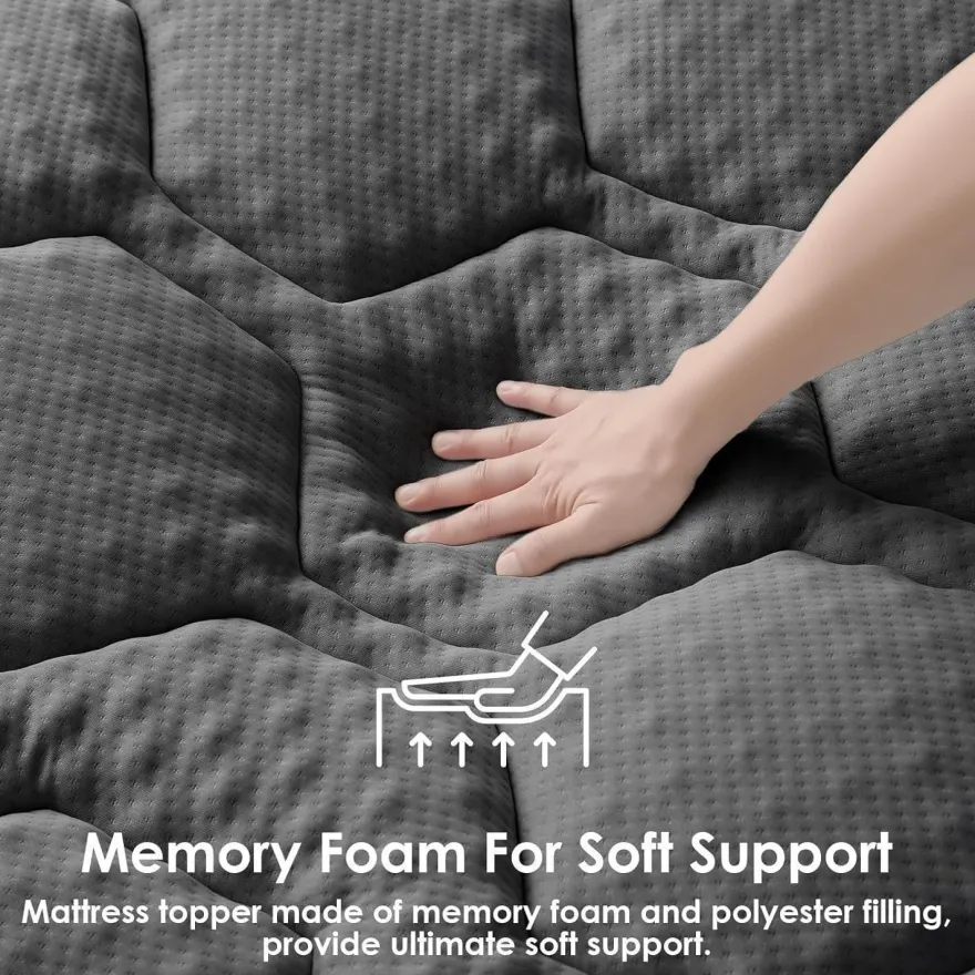 Eheyciga Gel Topper 135x190cm Memory Foam Matratzentopper, Dunkelgrau, 3cm