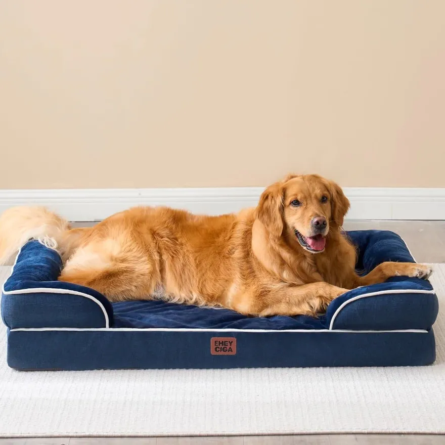 Eheyciga Orthopädisches Hundebett XXL (132x104cm) aus Memory Foam, waschbar