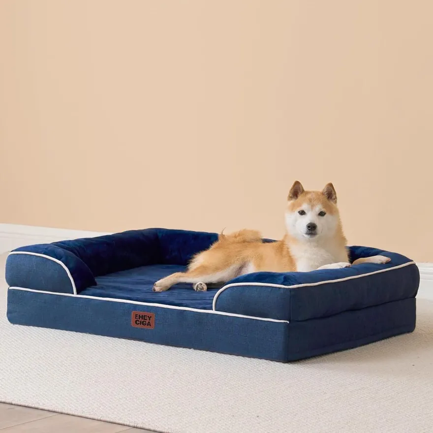 Eheyciga Orthopädisches Hundebett XXL (132x104cm) aus Memory Foam, waschbar