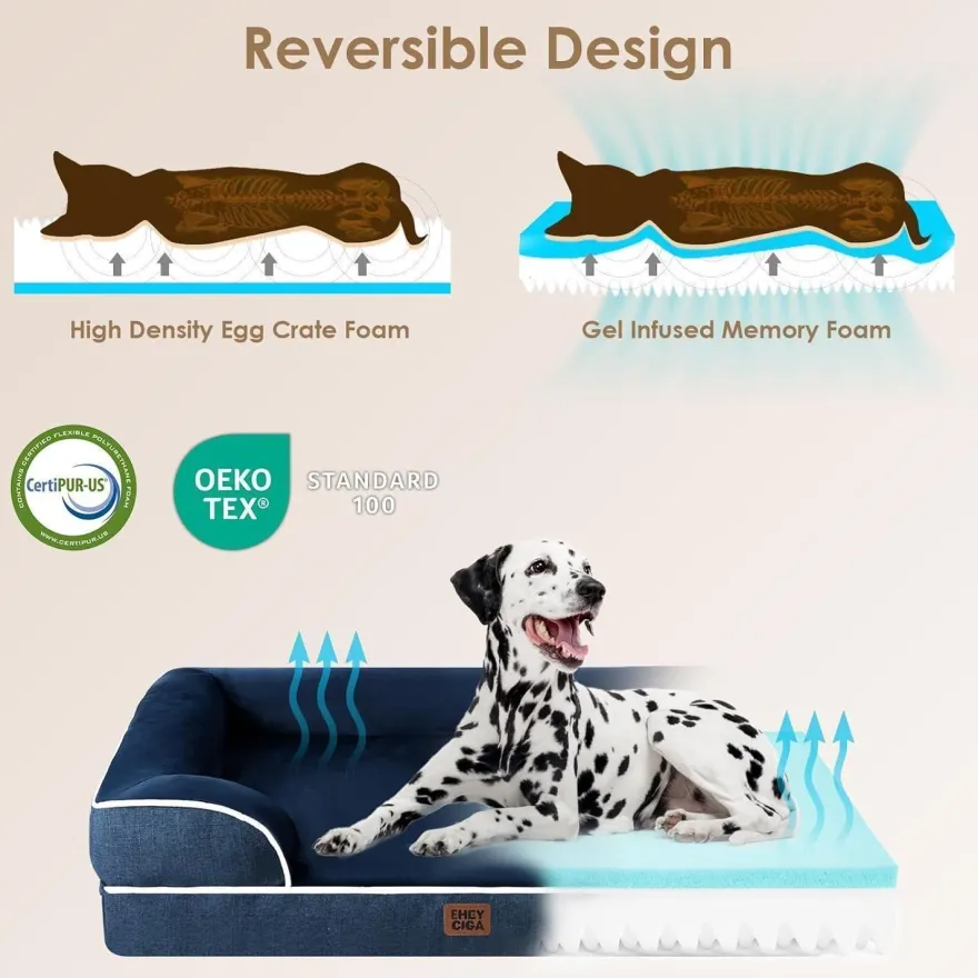 Eheyciga Orthopädisches Hundebett XXL (132x104cm) aus Memory Foam, waschbar