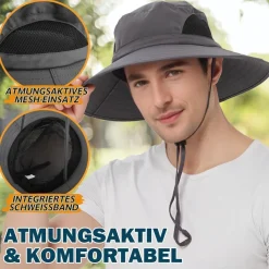 Einskey Sonnenhut Herren, UPF 50+ UV-Schutz, faltbar, atmungsaktiv, mit breiter