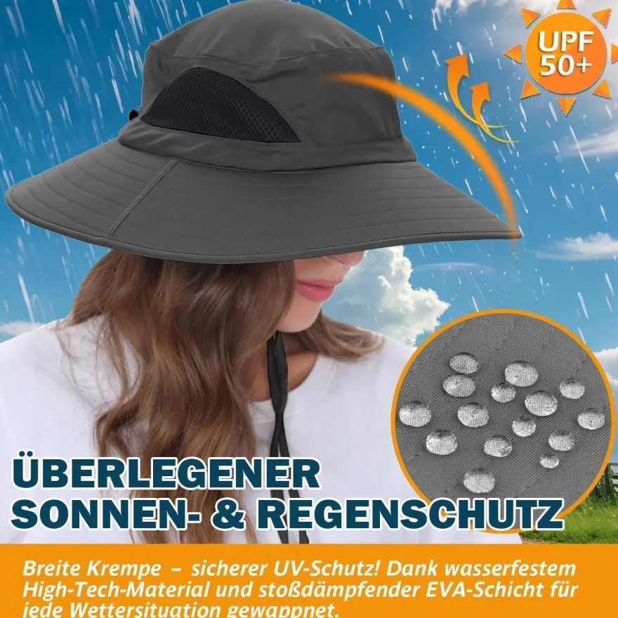 Einskey Sonnenhut Herren, UPF 50+ UV-Schutz, faltbar, atmungsaktiv, mit breiter