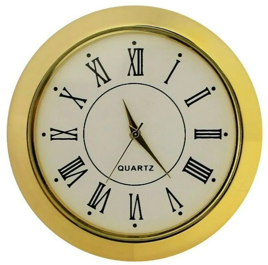 Einsteckuhrwerk Einbauuhr Einsteckwerk «RÖMISCH» Metall GOLD Ø 55 mm Nr.29