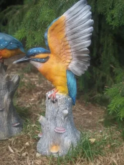 Eisvogel Deko Figur Vogel Gartenfigur Groß Teichdeko lebensecht Neuheit (Gr. Groß)