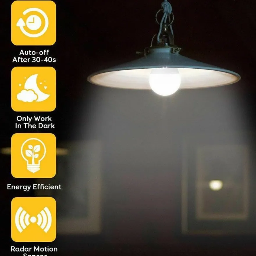 E27 LED Motion Sensor Light Bulb 3-Pack | Radar Detection 5W-12W Energy-Saving Auto