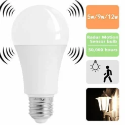 E27 LED Motion Sensor Light Bulb 3-Pack | Radar Detection 5W-12W Energy-Saving Auto