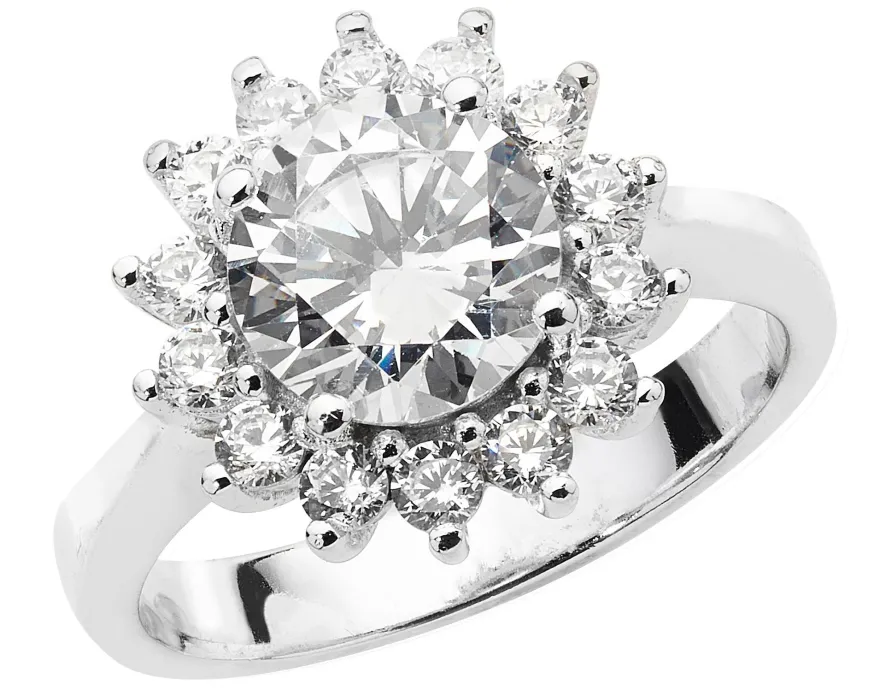Eleganter 925 Sterling Silber Damen - Ring mit Zirkonia