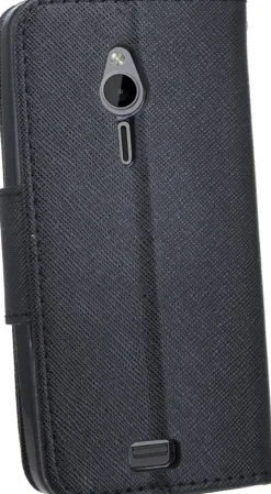 Elegantes Taschenetui kompatibel mit Nokia 230 aus schwarzem Leder im optischen