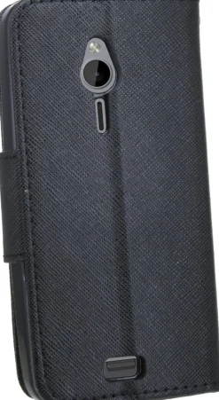 Elegantes Taschenetui kompatibel mit Nokia 230 aus schwarzem Leder im optischen