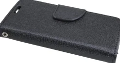 Elegantes Taschenetui kompatibel mit Nokia 230 aus schwarzem Leder im optischen