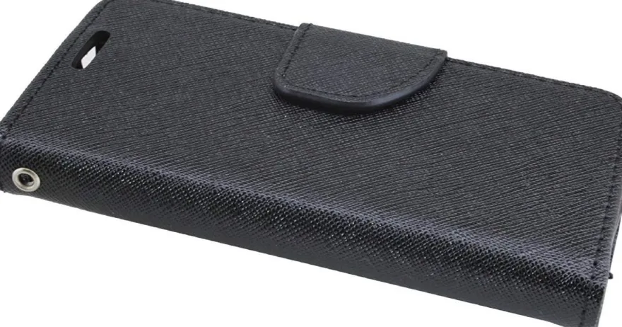 Elegantes Taschenetui kompatibel mit Nokia 230 aus schwarzem Leder im optischen