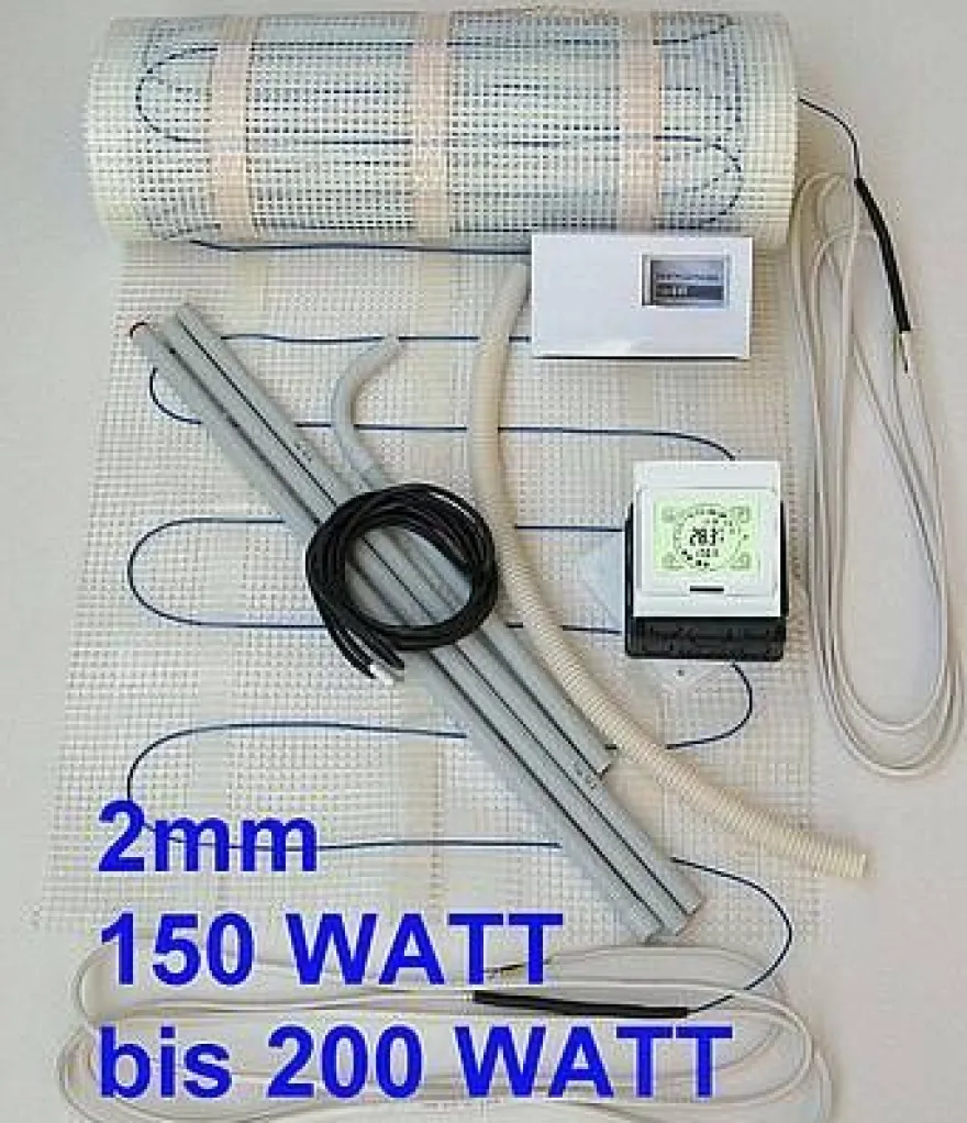 elektrische FUßBODENHEIZUNG qm 1 1,5 2 2,5 5 3 4 5 6 7 8 9 10 12 14 16 18 20 21 24m²
