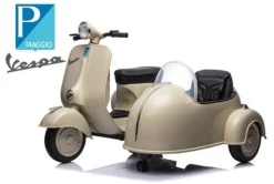 Elektro Kindermotorrad, Kinder Moped Vespa für 2 Kinder mit Beiwagen lizenziert, Elek