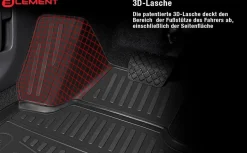 Element Gummi-Fußmatten 3D für Mitsubishi L200, 2015-><noscript><img width=