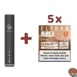 ELFBAR ELFA Akku (Farbe zufällig) + 5x ELFA POD Cola 20mg/ml Nikotin à 2 Pods