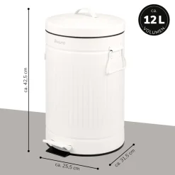 eluno Abfalleimer Vintage, Treteimer, 12 Liter Fassungsvermögen aus Metall