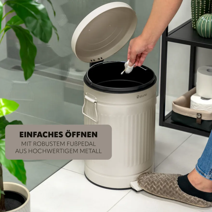 eluno Abfalleimer Vintage, Treteimer, 12 Liter Fassungsvermögen aus Metall