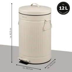 eluno Abfalleimer Vintage, Treteimer, 12 Liter Fassungsvermögen aus Metall