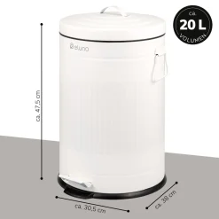 eluno Abfalleimer Vintage, Treteimer, 20 Liter aus Metall