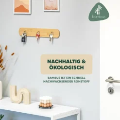 eluno Schlüsselbrett, magnetische Schlüsselleiste aus Bambus