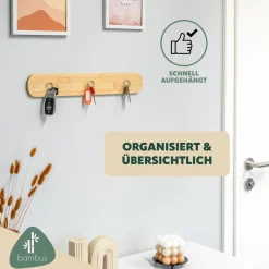 eluno Schlüsselbrett, magnetische Schlüsselleiste aus Bambus