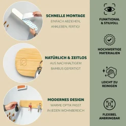 eluno Schlüsselbrett, magnetische Schlüsselleiste aus Bambus