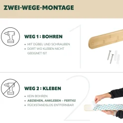 eluno Schlüsselbrett, magnetische Schlüsselleiste aus Bambus