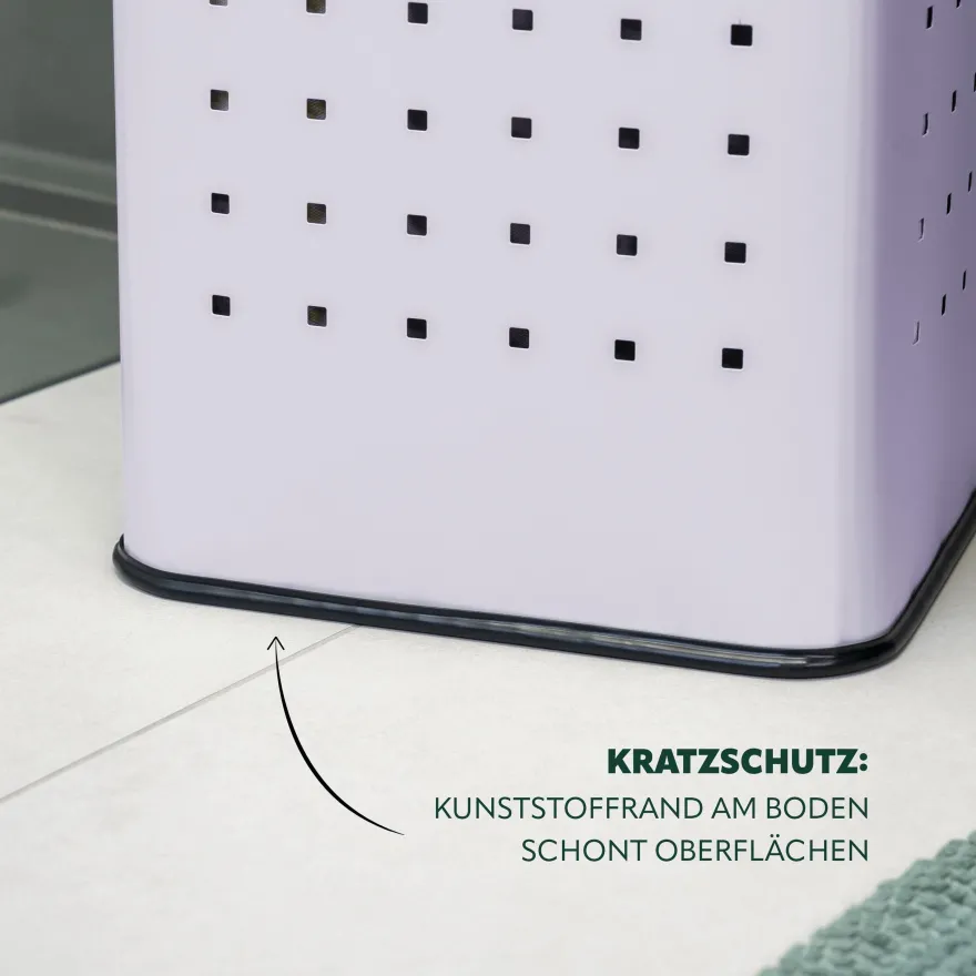 eluno Wäschetonne mit Deckel und Wäschesack eckig 50L, aus Metall