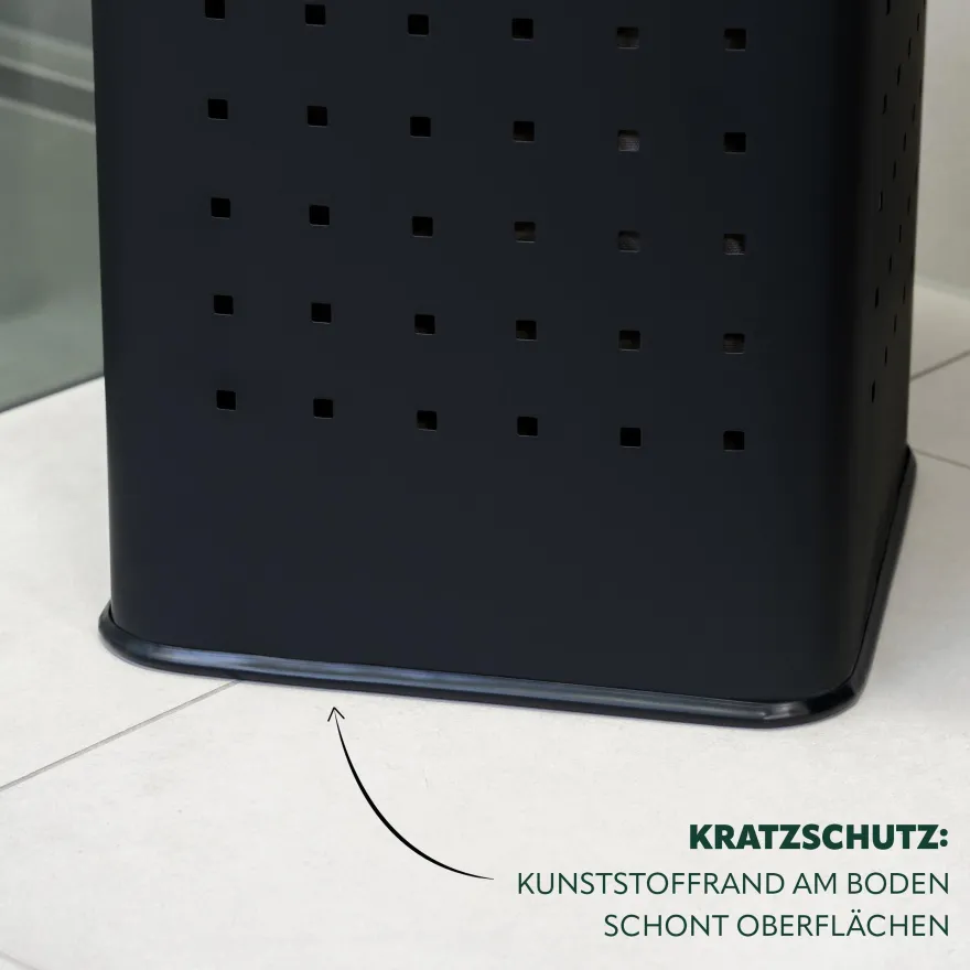 eluno Wäschetonne mit Deckel und Wäschesack eckig 50L, aus Metall