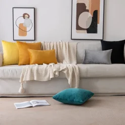 EMEMA 2er Set Samt Kissenbezüge 30x50 cm Grau - Weich & Dekorativ für Sofa