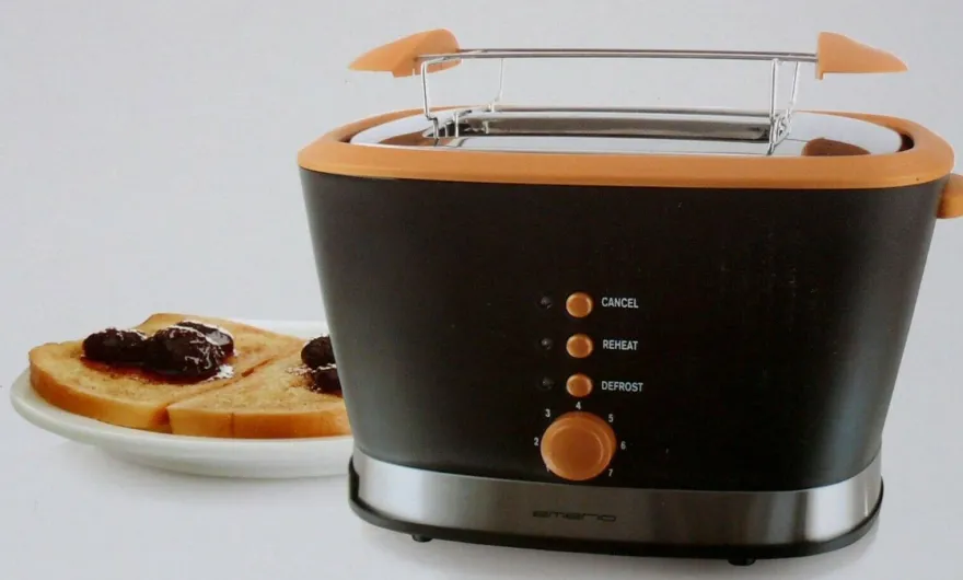 Emerio TO-108126.5 Toaster 820W Krümel Auftau Aufback Stopp Brotaufsatz BLK ORG