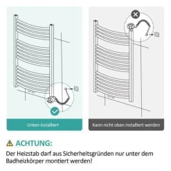 EMKE Badheizkörper Elektro Heizstab 300W-1200W Heizpatrone Mit Temperaturregelung