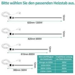 EMKE Badheizkörper Elektro Heizstab 300W-1200W Heizpatrone Mit Temperaturregelung