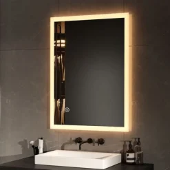 EMKE Badspiegel Mit LED Beleuchtung Wandspiegel Beschlagfrei 3 Lichtfarbe 80x60