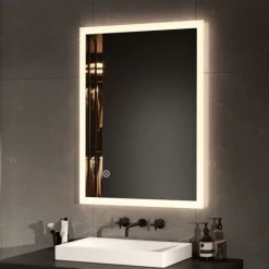 EMKE Badspiegel Mit LED Beleuchtung Wandspiegel Beschlagfrei 3 Lichtfarbe 80x60
