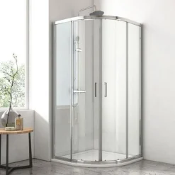 EMKE Duschkabine 90x90x195 Schiebetür Runddusche Viertelkreis Nano Dusche ESG