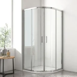EMKE Duschkabine 90x90x195 Schiebetür Runddusche Viertelkreis Nano Dusche ESG