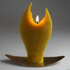 Engelkerze naturgelb mit Kupfer-Halter