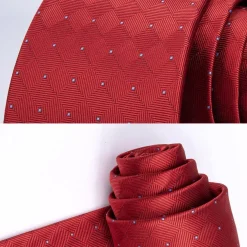 Enlision Herren Krawatte mit Einstecktuch Set - Kariert, Rot, Formell & Business