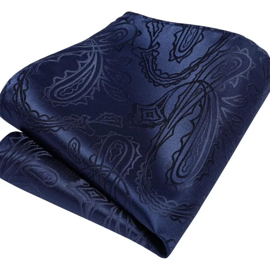 Enlision Herren Krawatten Set: Paisley Krawatte, Einstecktuch