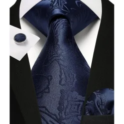 Enlision Herren Krawatten Set: Paisley Krawatte, Einstecktuch