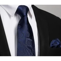 Enlision Herren Krawatten Set: Paisley Krawatte, Einstecktuch