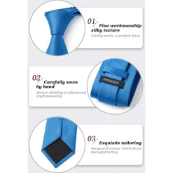 Enlision Herren Krawatte und Einstecktuch Set - Solide einfarbig Blau, ideal