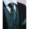 Enlision Herren Paisley Floral Jacquard Weste Krawatte Einstecktuch Anzug Set L